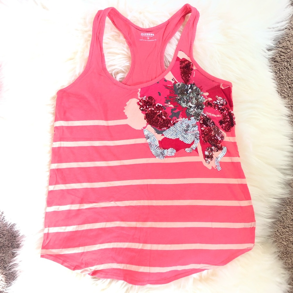 Express brand sequin stripe racer back tank top